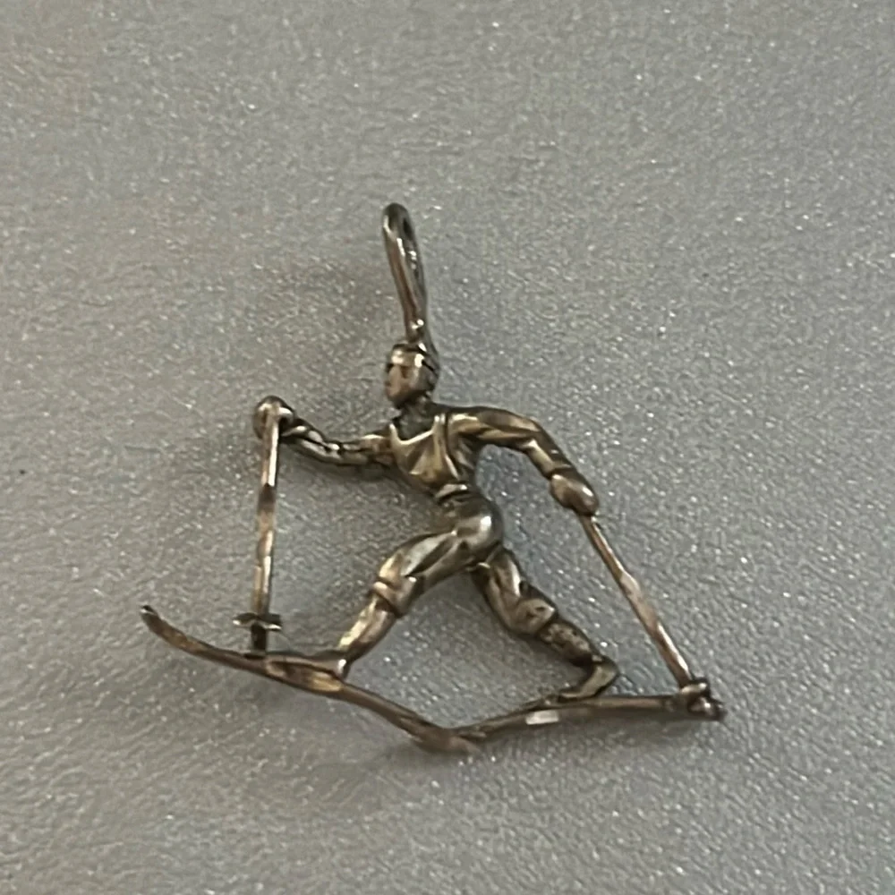 Vintage Sterling Silver Charm Cross Country Skiier - Picture 1 of 3